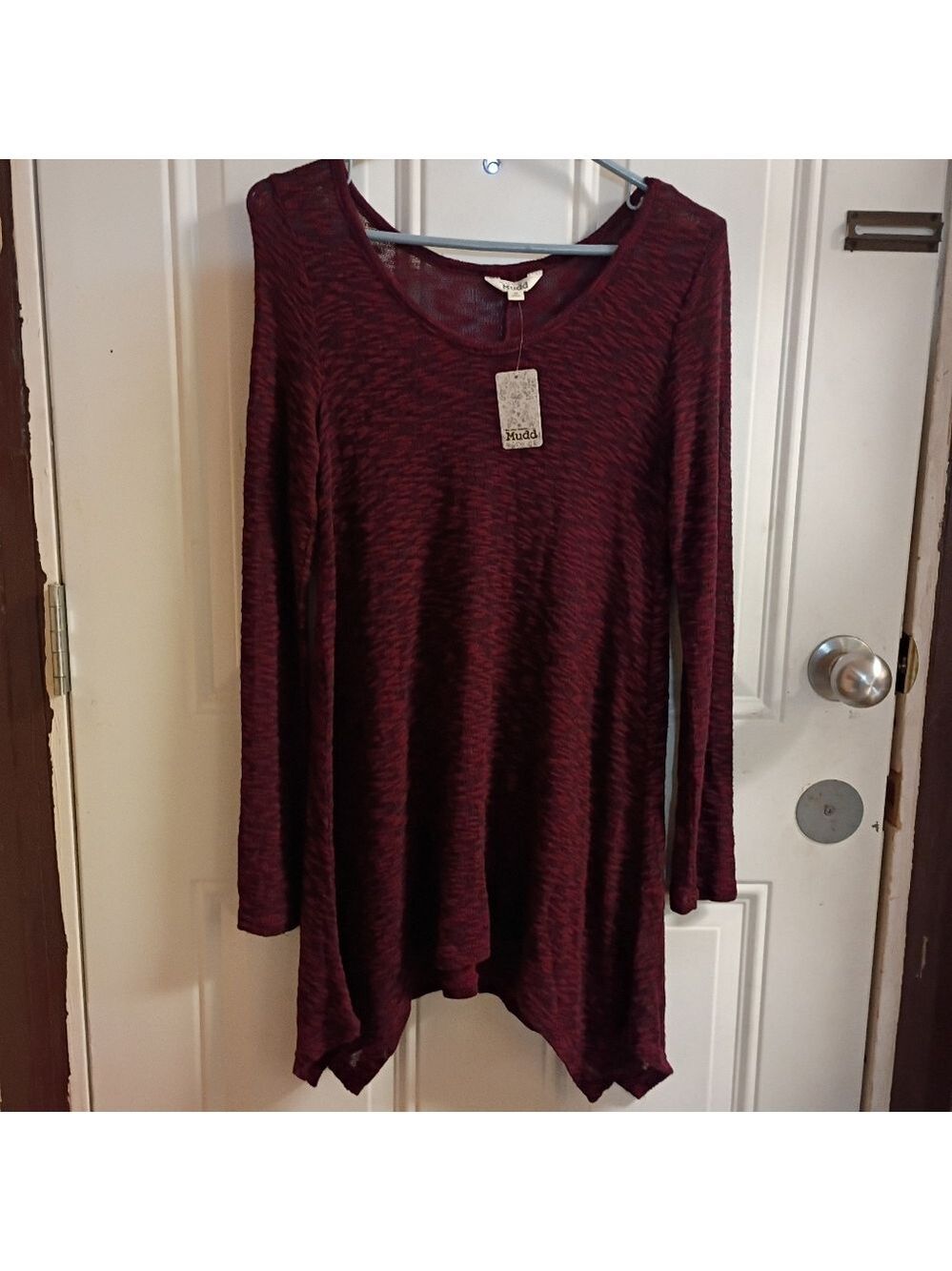 2/$10 NWT Mudd Dark Red Wine Marled Long Sleeve Tunic